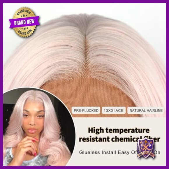 24 Inch Lace Front Wig Heat Resistant Synthetic Wavy Long Glueless main image 5